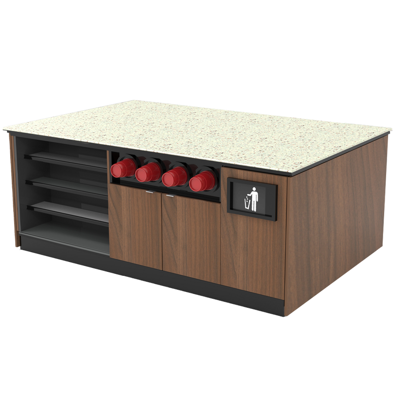 Modular Coffee / Beverage Prep Island: 83.5"L x 60"D