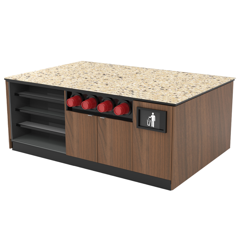 Modular Coffee / Beverage Prep Island: 83.5"L x 60"D