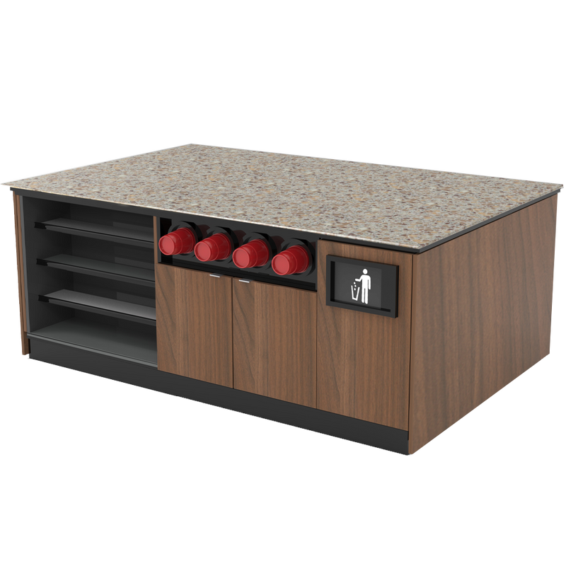 Modular Coffee / Beverage Prep Island: 83.5"L x 60"D