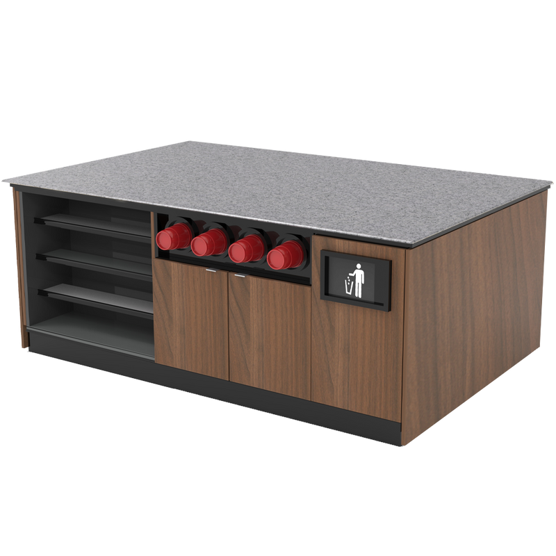 Modular Coffee / Beverage Prep Island: 83.5"L x 60"D