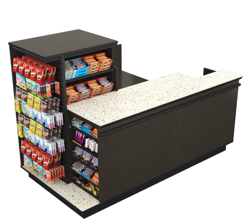 Compact Checkout with 3-Sided Merchandising