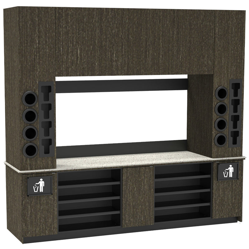 Modular Self-Serve Beverage Station with Side Cup Dispensers: 115.5"L x 30"D