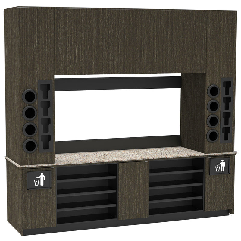 Modular Self-Serve Beverage Station with Side Cup Dispensers: 115.5"L x 30"D
