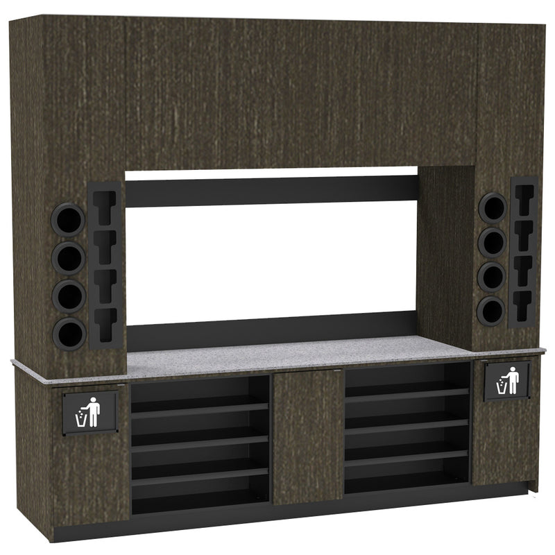 Modular Self-Serve Beverage Station with Side Cup Dispensers: 115.5"L x 30"D