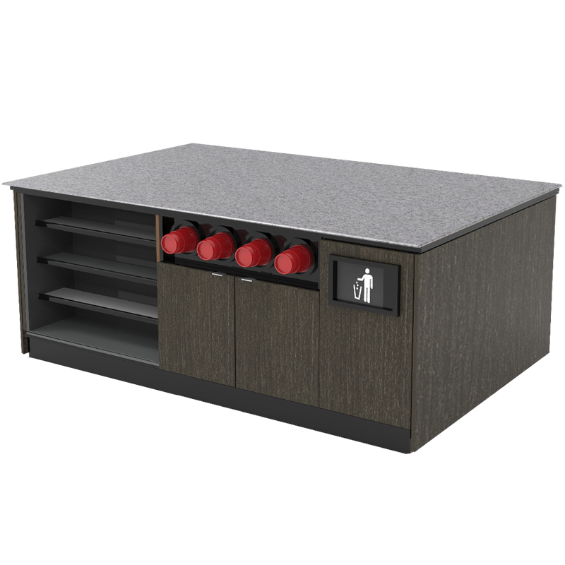 Modular Coffee / Beverage Prep Island: 83.5"L x 60"D