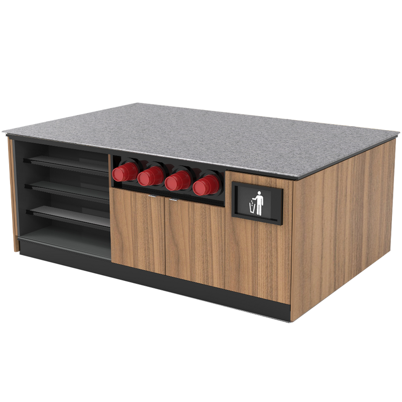Modular Coffee / Beverage Prep Island: 83.5"L x 60"D