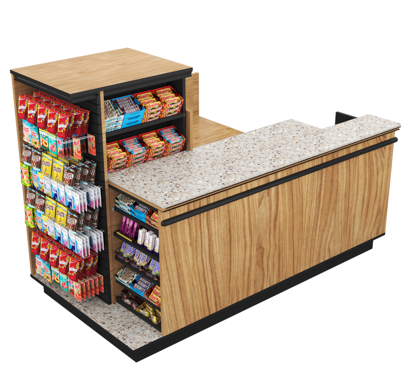 Compact Checkout with 3-Sided Merchandising