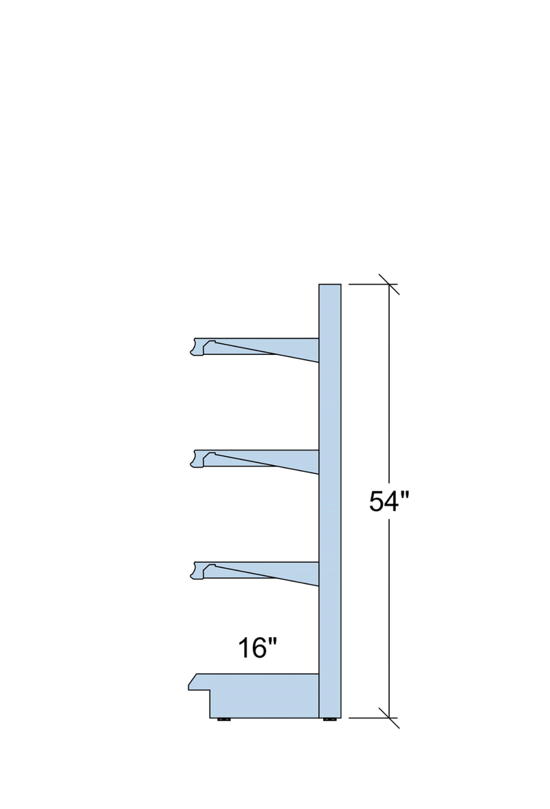 Standard Duty Steel Wall Shelving: 54"H x 16"D * 3 Shelves