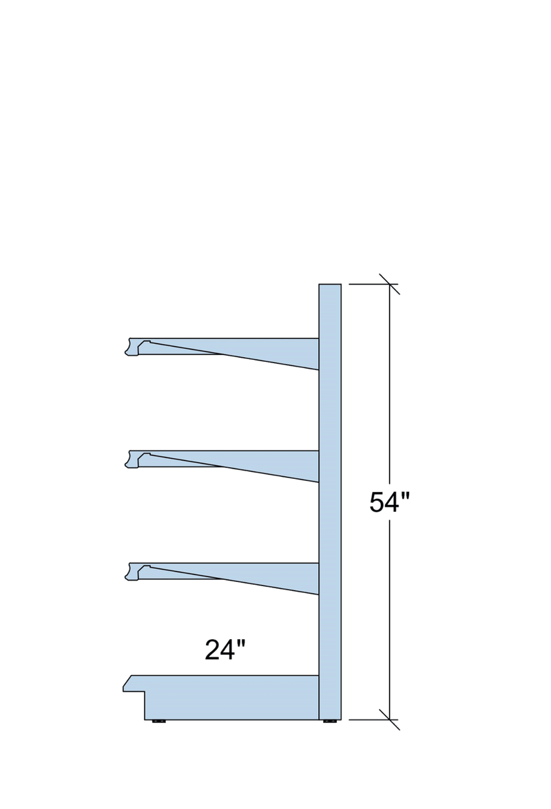 Heavy Duty Steel Wall Shelving: 54"H x 24"D * 3 Shelves * IN STOCK