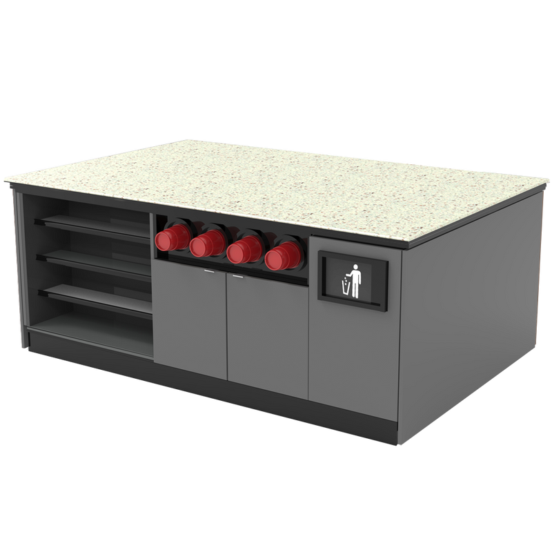 Modular Coffee / Beverage Prep Island: 83.5"L x 60"D