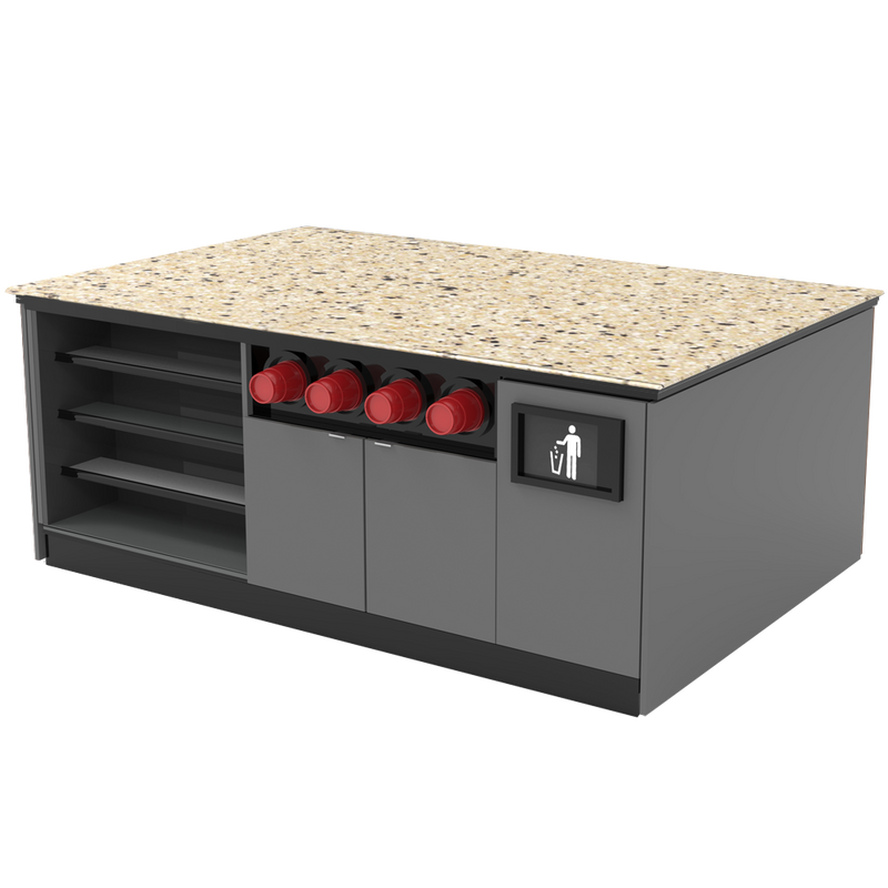 Modular Coffee / Beverage Prep Island: 83.5"L x 60"D