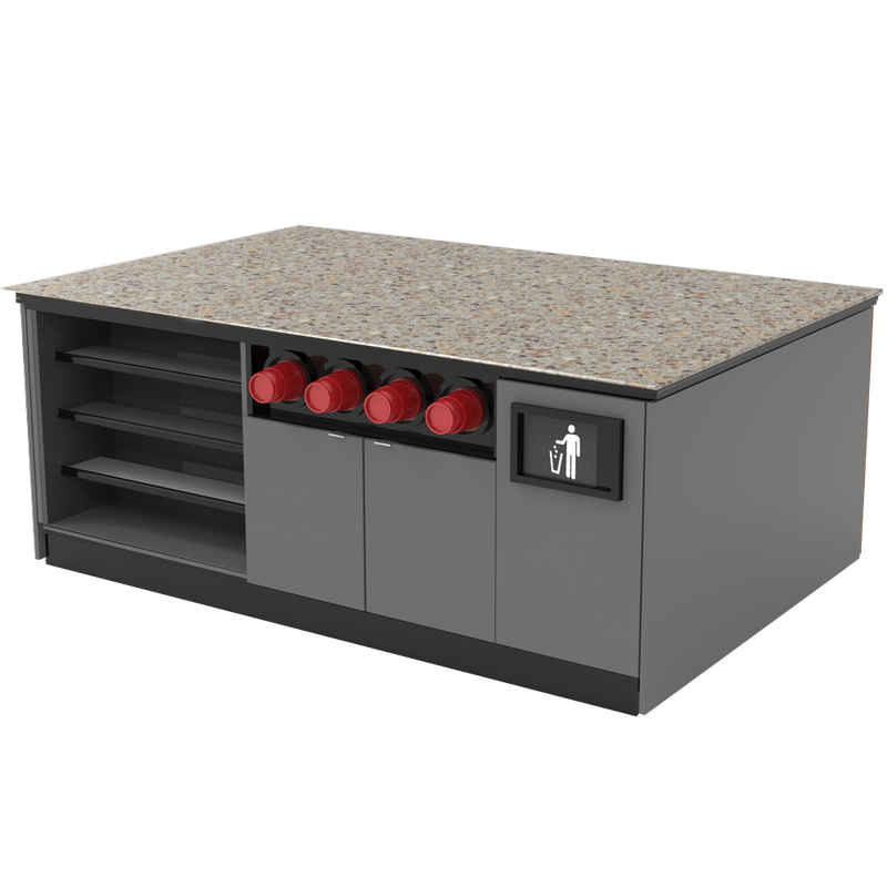 Modular Coffee / Beverage Prep Island: 83.5"L x 60"D