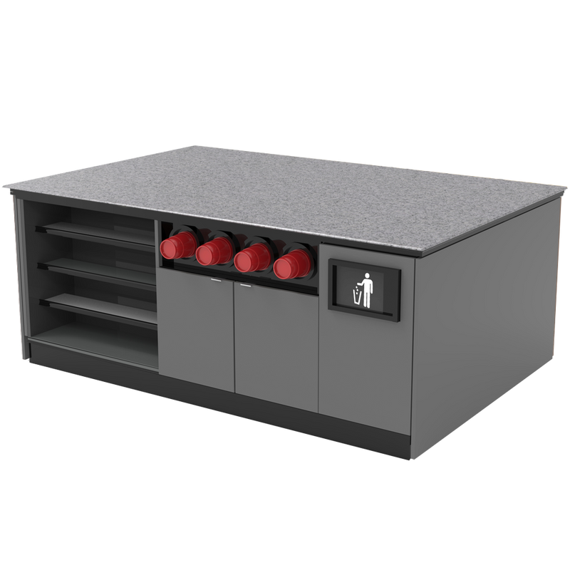 Modular Coffee / Beverage Prep Island: 83.5"L x 60"D