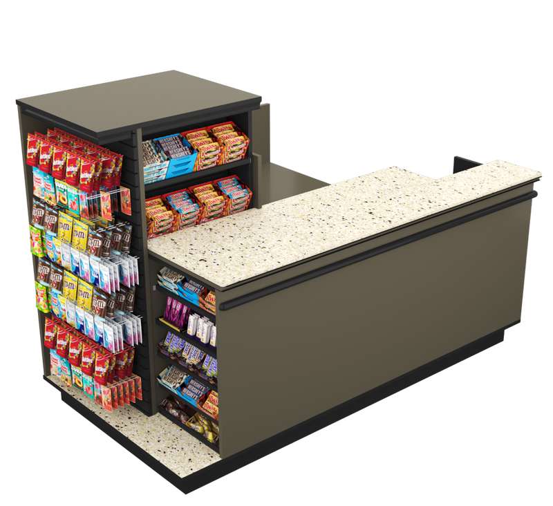 Compact Checkout with 3-Sided Merchandising