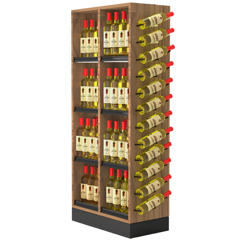 60" Low Wine Tower with Unique Side Display