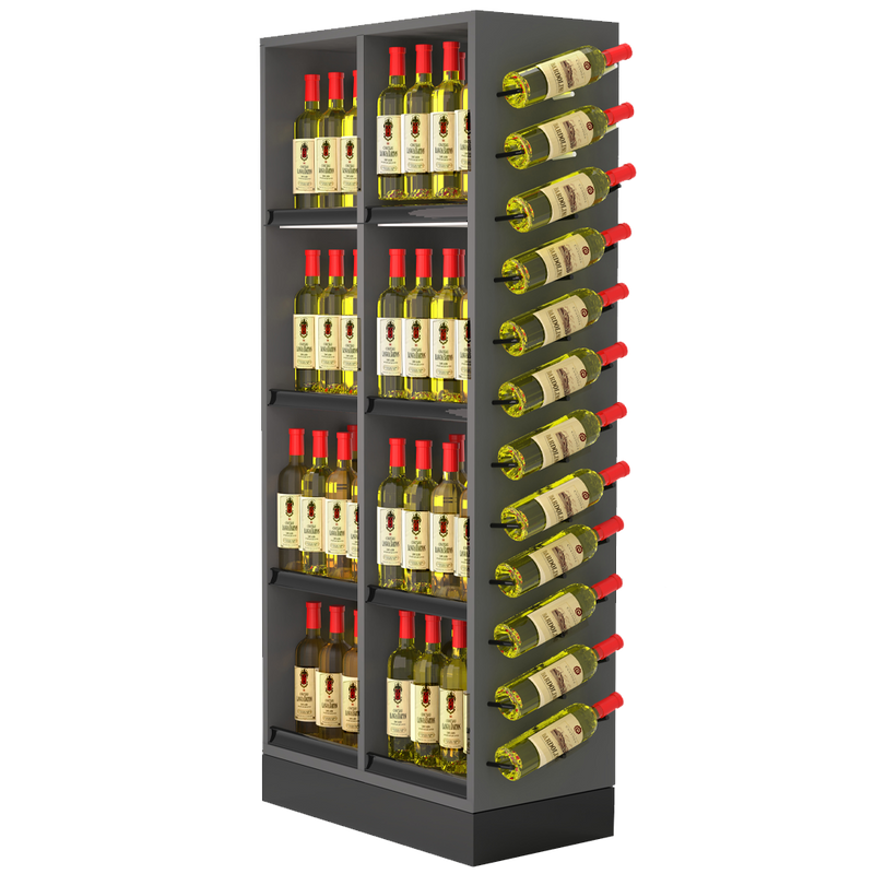60" Low Wine Tower with Unique Side Display