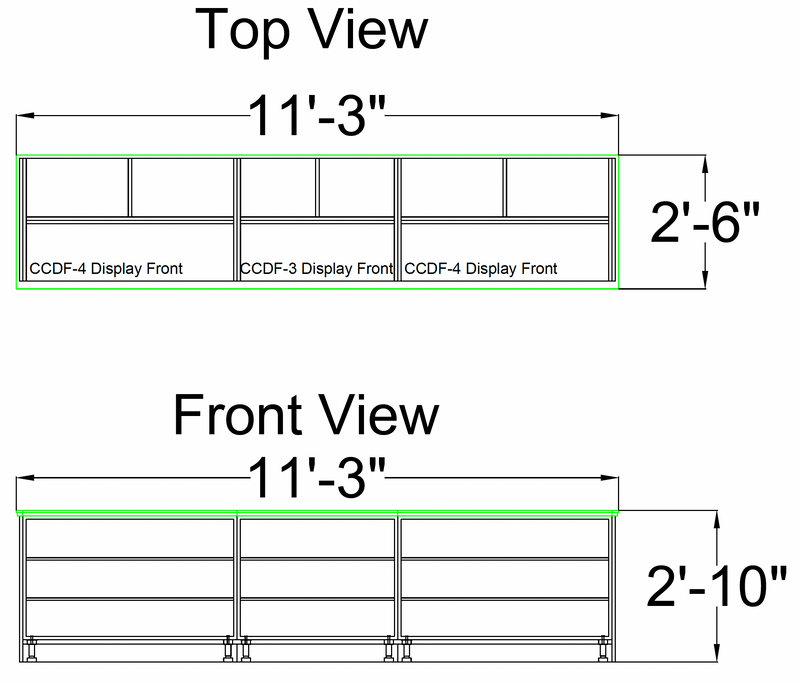 Straight Checkout Counter with Display Front Shelves & LED • 10+ Ft. Counter Space