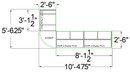 Curved Display-Front Checkout Counter with Display Front Shelves & LED • 15+ Ft. Counter Space