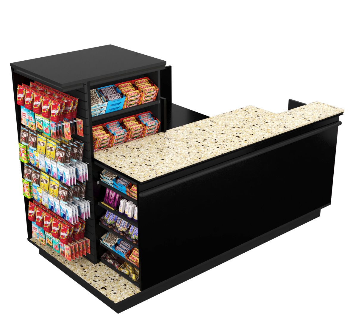Compact Checkout with 3-Sided Merchandising - Modern Store Equipment