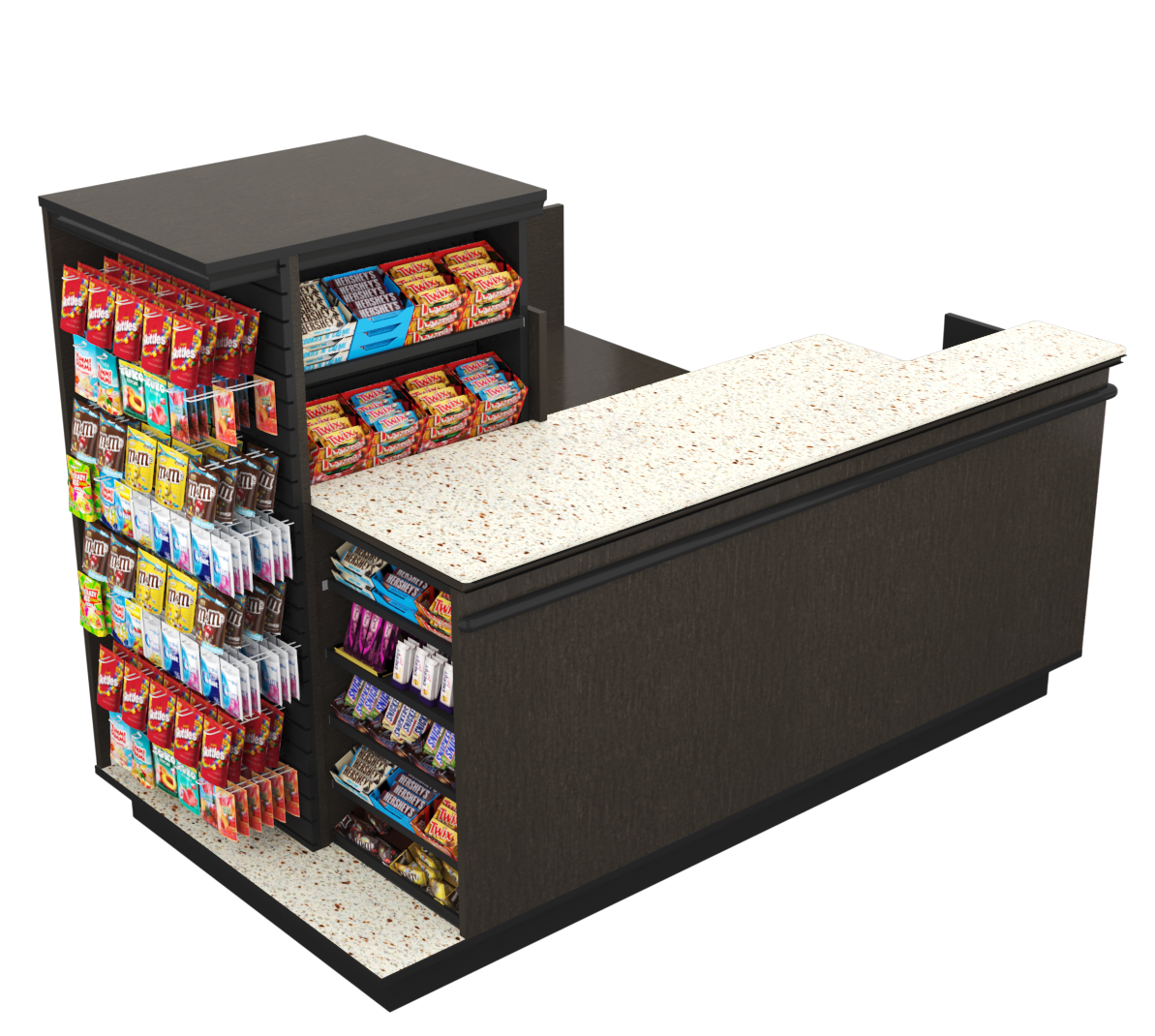 Compact Checkout with 3-Sided Merchandising - Modern Store Equipment