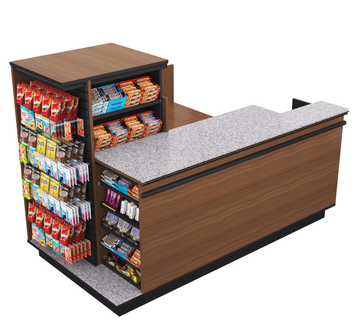 Compact Checkout with 3-Sided Merchandising - Modern Store Equipment