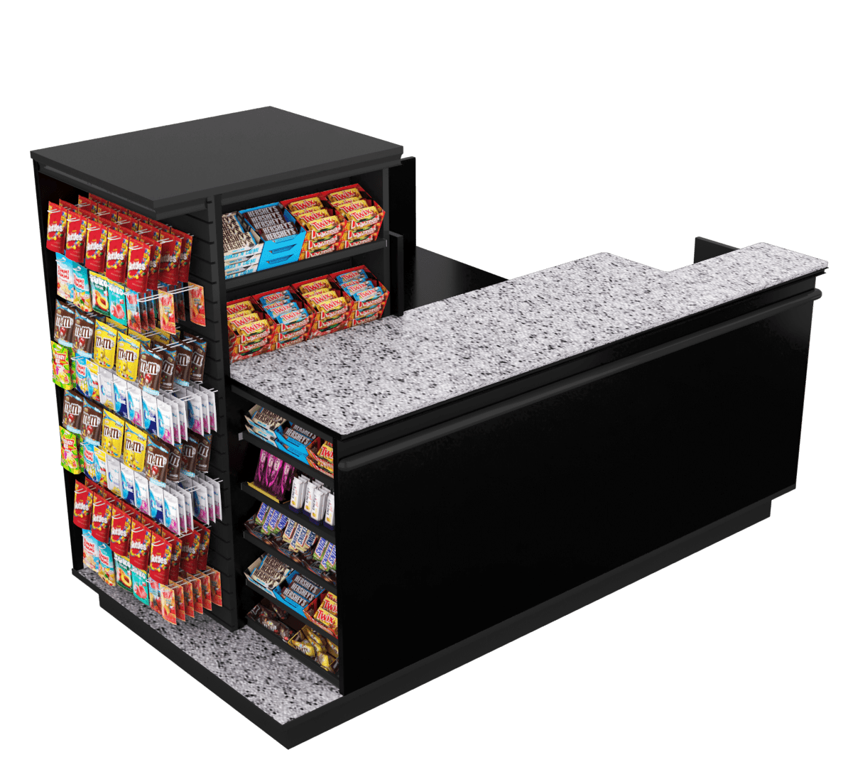 Compact Checkout with 3-Sided Merchandising - Modern Store Equipment