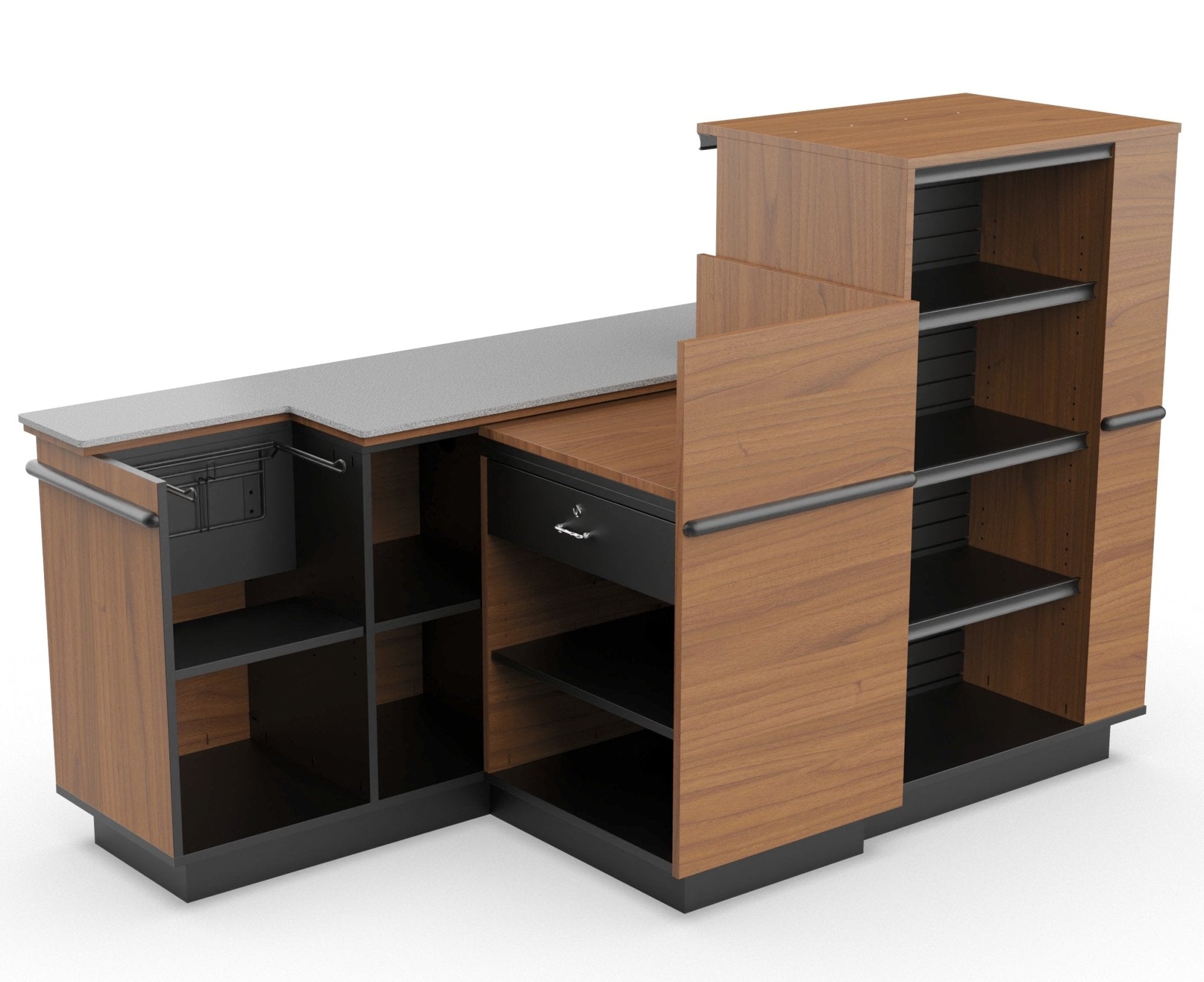 Compact Checkout with 3-Sided Merchandising - Modern Store Equipment