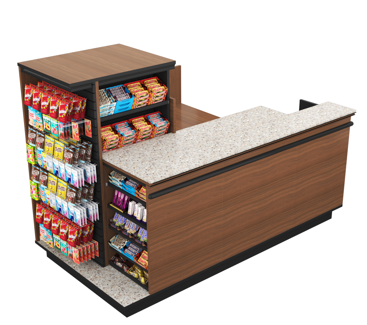 Compact Checkout with 3-Sided Merchandising - Modern Store Equipment