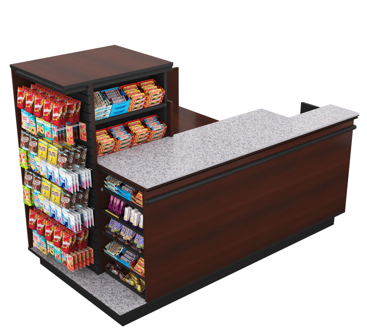Compact Checkout with 3-Sided Merchandising - Modern Store Equipment