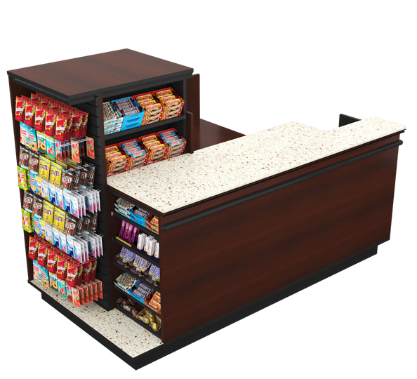Compact Checkout with 3-Sided Merchandising - Modern Store Equipment