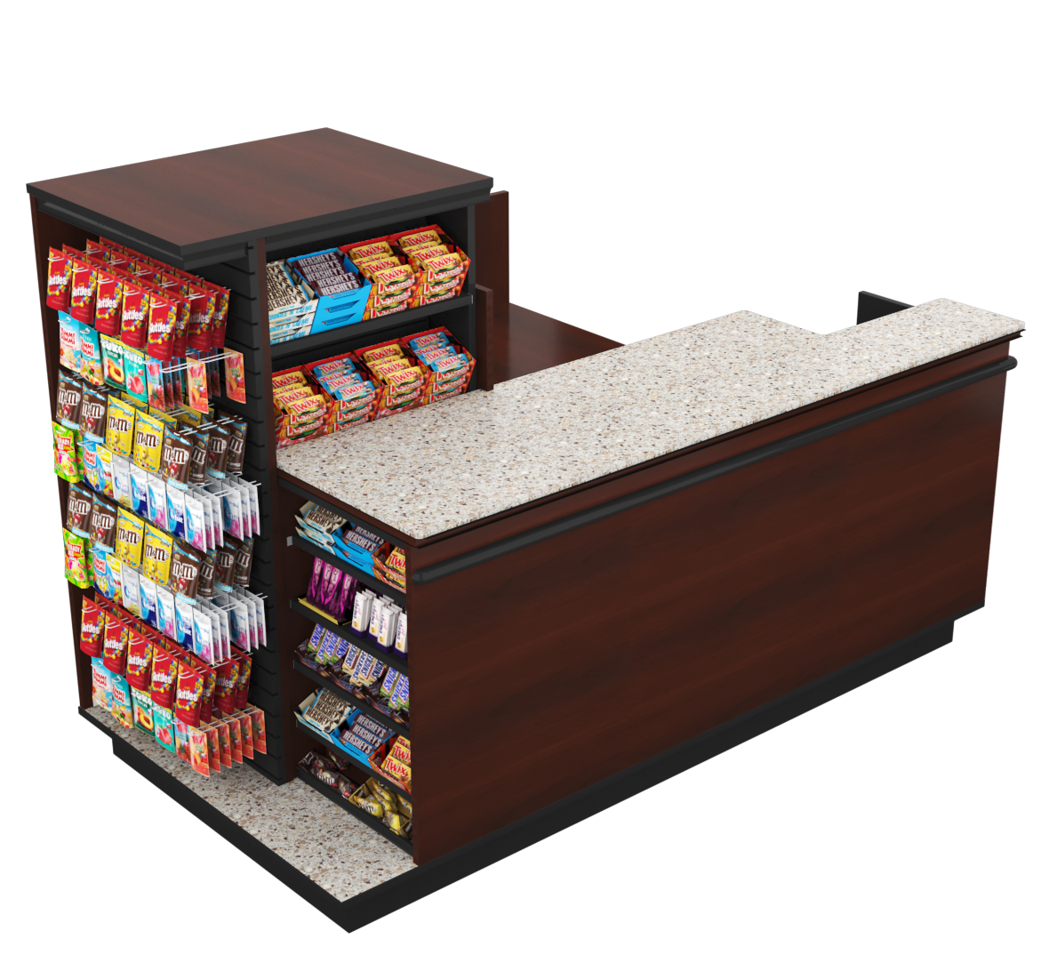 Compact Checkout with 3-Sided Merchandising - Modern Store Equipment