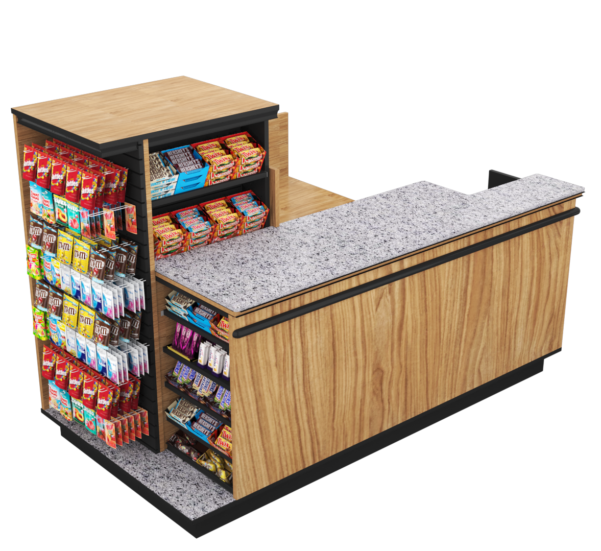 Compact Checkout with 3-Sided Merchandising - Modern Store Equipment