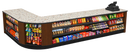 Curved Display-Front Checkout Counter with Display Front Shelves & LED - Modern Store Equipment