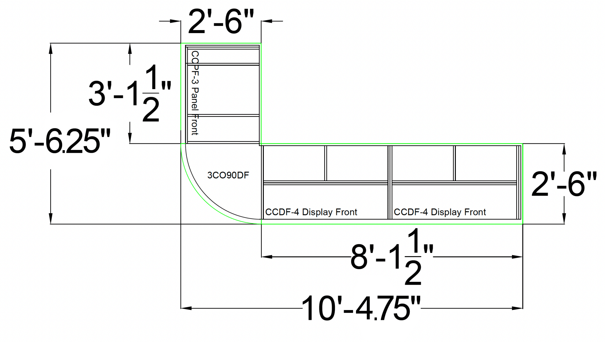 Curved Display-Front Checkout Counter with Display Front Shelves & LED • 15+ Ft. Counter Space - Modern Store Equipment