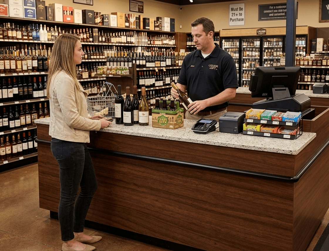 L-Shaped Checkout Counter • Right or Left Side Register • 71.5