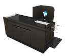 Power Belt Front Belt Checkout with CPU Shelf, Bagging Shelf • 73"W x 46.25"D - Modern Store Equipment