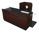 Power Belt Front Belt Checkout with CPU Shelf, Bagging Shelf • 73"W x 46.25"D - Modern Store Equipment