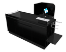 Power Belt Front Belt Checkout with CPU Shelf, Bagging Shelf • 73"W x 46.25"D - Modern Store Equipment