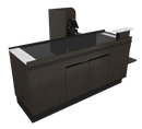 Power Belt Front Belt Checkout with CPU Shelf, Bagging Shelf • 73"W x 46.25"D - Modern Store Equipment