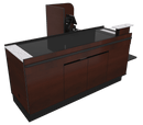 Power Belt Front Belt Checkout with CPU Shelf, Bagging Shelf • 73"W x 46.25"D - Modern Store Equipment