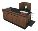 Power Belt Front Belt Checkout with CPU Shelf, Bagging Shelf • 73"W x 46.25"D - Modern Store Equipment