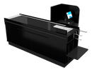 Power Belt Front Belt Checkout with CPU Shelf, Bagging Shelf • 85"W x 46.25"D - Modern Store Equipment