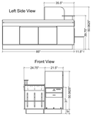 Power Belt Front Belt Checkout with CPU Shelf, Bagging Shelf • 85"W x 46.25"D - Modern Store Equipment