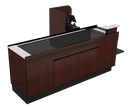 Power Belt Front Belt Checkout with CPU Shelf, Bagging Shelf • 85"W x 46.25"D - Modern Store Equipment