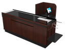 Power Belt Front Belt Checkout with CPU Shelf, Bagging Shelf • 85"W x 46.25"D - Modern Store Equipment