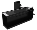 Power Belt Front Belt Checkout with CPU Shelf, Bagging Shelf • 85"W x 46.25"D - Modern Store Equipment