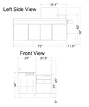 Power Belt Front Belt Checkout with CPU Shelf, Bagging Shelf • 73"W x 46.25"D