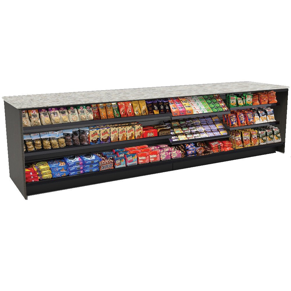 Straight Checkout Counter with Display Front Shelves & LED • 10+ Ft. Counter Space - Modern Store Equipment