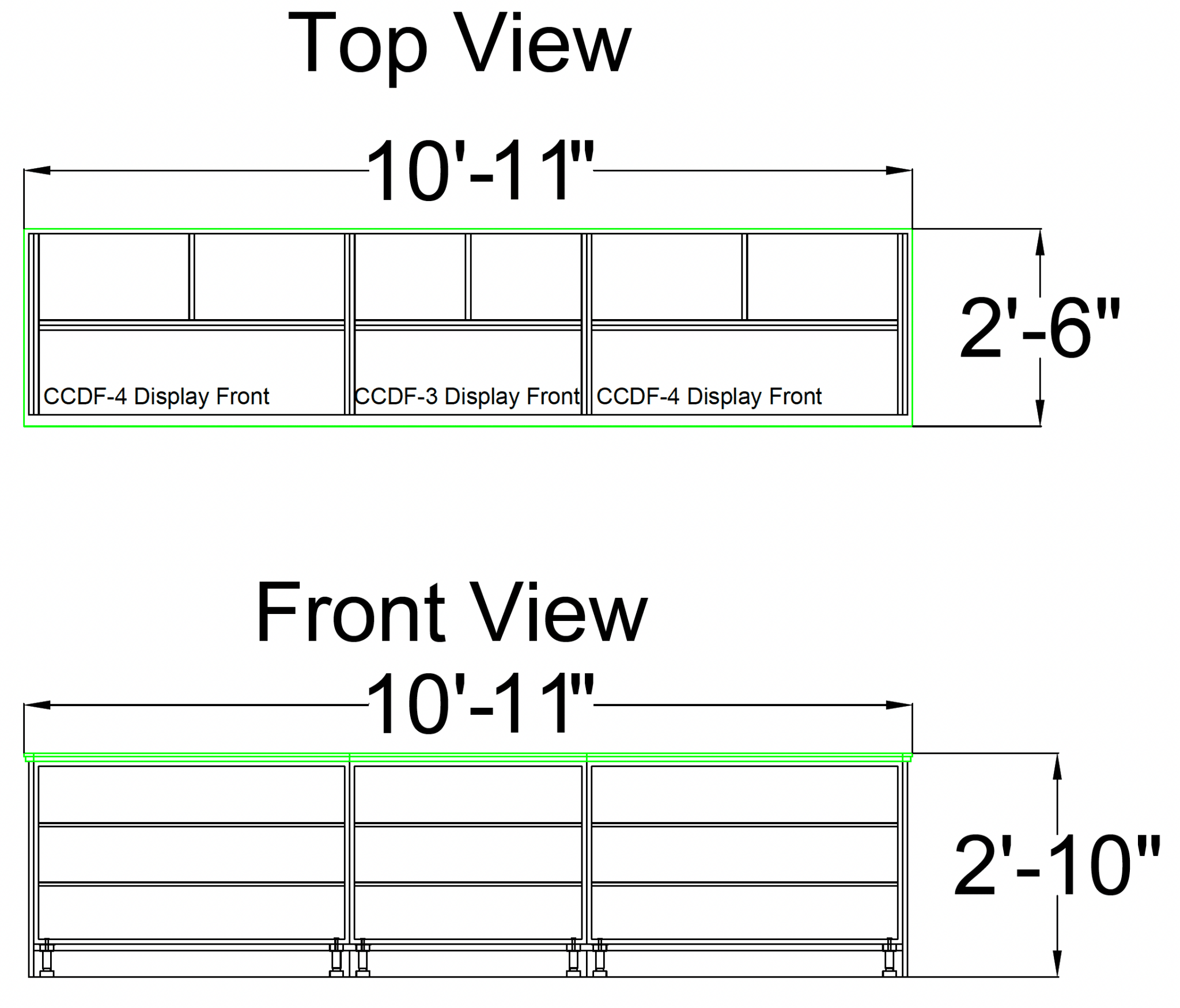 Straight Checkout Counter with Display Front Shelves & LED • 10+ Ft. Counter Space - Modern Store Equipment