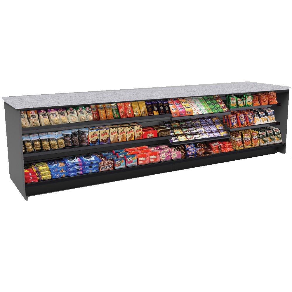 Straight Checkout Counter with Display Front Shelves & LED • 10+ Ft. Counter Space - Modern Store Equipment